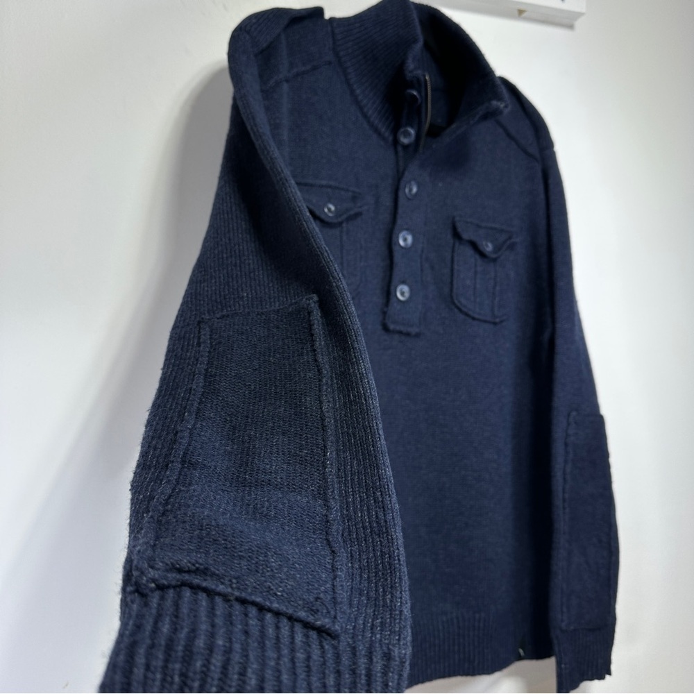 Unlisted by Kenneth Cole Wool Blend Sweater Men XL Mock Neck Pullover Navy - Picture 5 of 11